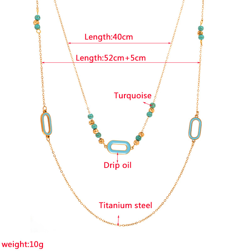 Retro Geometric Titanium Steel Plating Layered Necklaces 1 Piece