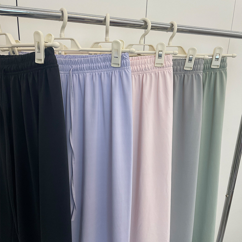 Pantalones de protección solar de seda de hielo, pantalones anchos, cintura alta de verano para niños, adelgazamiento, caída, pantalones rectos casuales simples y versátiles
