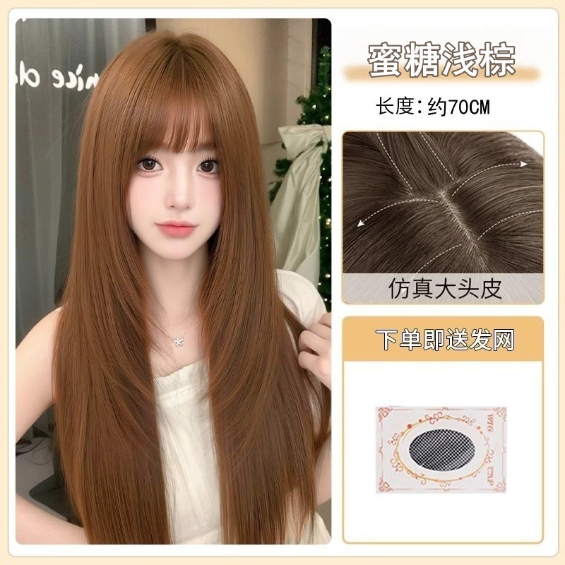 假发女全头套夏季潮流美式亚麻灰棕高层次修颜Lolita日常整顶假发|undefined