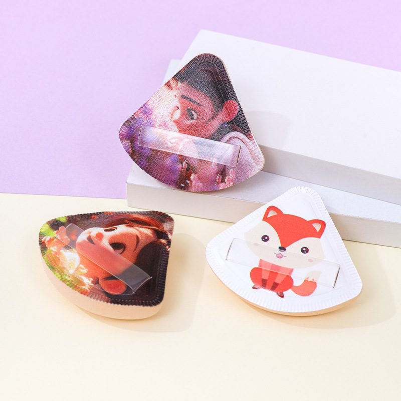Fábrica personalizada polvo de algodón puff cojín animado personajes estrella maquillaje suave no comer forma de patrón de impresión de polvo