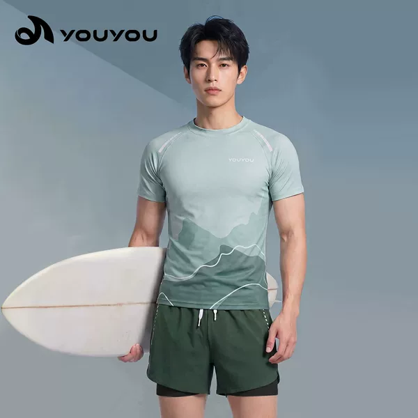 Men's Swimwear and Swim Trunks Set, Suitable for Swimming and Hot Springs, Anti-Embarrassment, Quick-Dry, New Style Youth Swimwear, Two-Piece Top Wholesale
