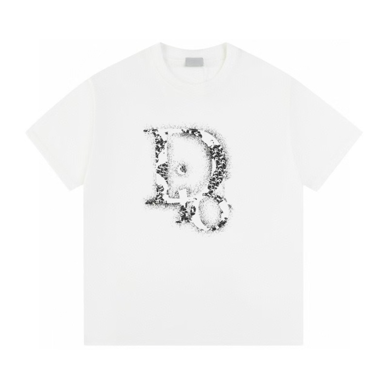 クロスボーダー 25ssCD ホームファッションブランド春夏新作落書きペイントレタープリントユニセックス純綿半袖Tシャツ|undefined