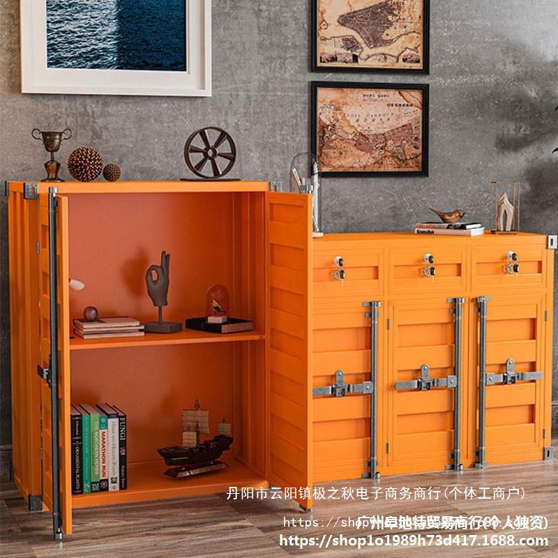 Industrial Style Container Old Storage Cabinet Balcony Storage Cabinet Sideboard Wine Cabinet Tea Cabinet Iron Display Cabinet
