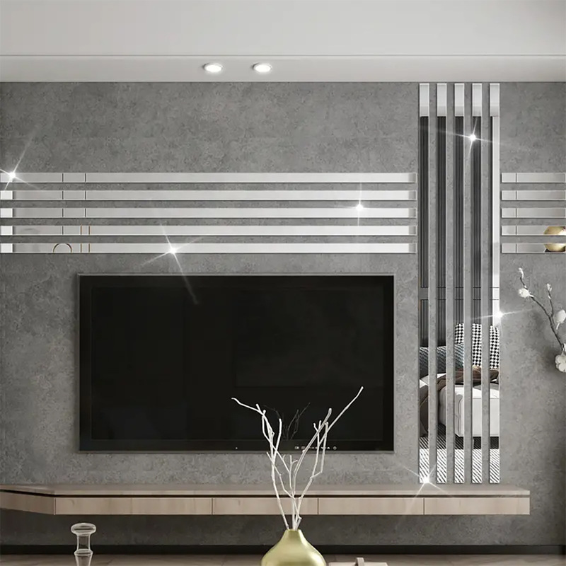 Acrylic Beautiful Edge Decorative Strip Stereo Mirror Wall Sticker Living Room Bedroom Tv Background Wall Mirror Sticker Waterproof Self-Adhesive