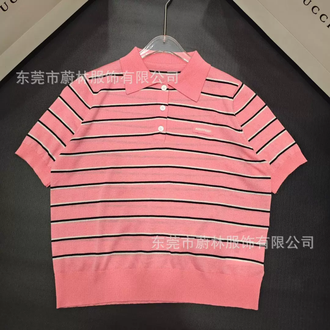 跨境深圳南油MIU家POLO领条纹短袖26早春新款学院风时尚减龄上衣