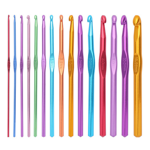 Manufacturer color aluminum oxide crochet hook diy woolen knitting tools metal crochet hook single head crochet hook aluminum crochet hook wholesale