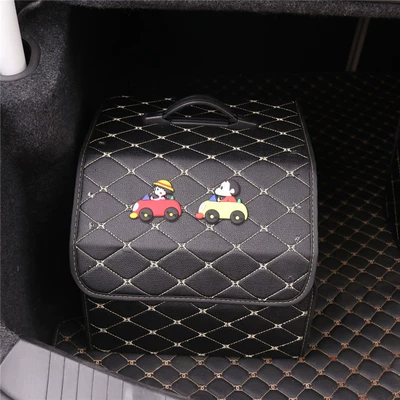 box storage box cute multifunctional | Car storage bag/box - xiaoxin-maruko-plaid-storage-box-black-small-size