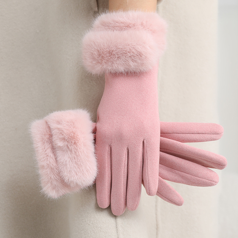 Guantes Térmicos Táctiles para Mujer de Poliéster, A prueba de Viento para Exteriores en Invierno