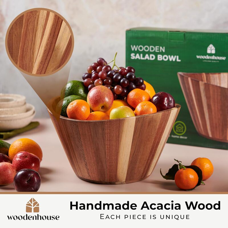 Light Luxury Acacia Wood Salad Bowl, Ingot-Shaped Kitchen Vegetable Bowl, Solid Wood Bowl, Living Room Fruit Plate, Wooden Salad Bowl Light Luxury Acacia Wood Salad Bowl, Ingot-Shaped Kitchen Vegetable Bowl, Solid Wood Bowl, Living Room Fruit Plate, Wooden Salad Bowl