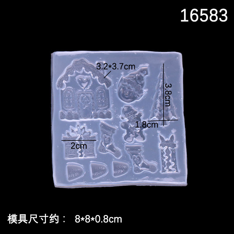 Espejo de Navidad epoxi molde color bola ciervos biscuit cake decoración cerámica suave arcilla joyería hecha a mano DIY producción