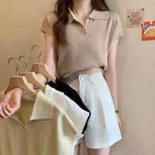 2025新款设计感小众polo领针织衫短袖T恤女ins潮夏季半袖短款上衣