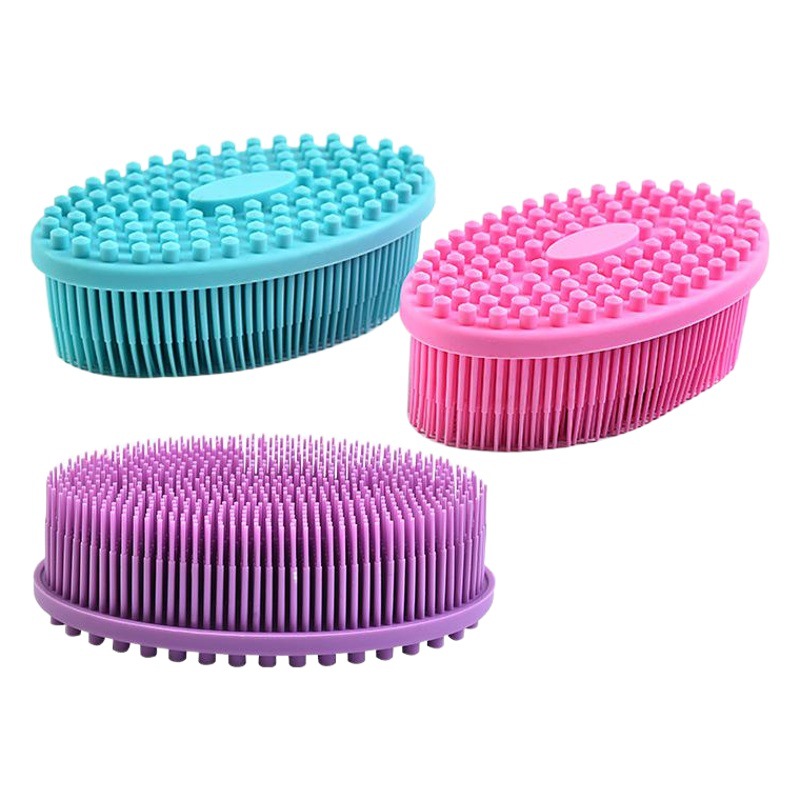 Cepillo de baño de silicona bebé baño cepillo suave bebé cepillo de entrenamiento táctil bebé cepillo de masaje fábrica al por mayor