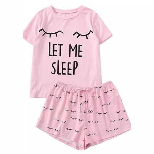 Exclusive Short-Sleeve T-Shirt, LET ME SLEEP, Personality European and American Fashion Home Set, Stylish and Cool