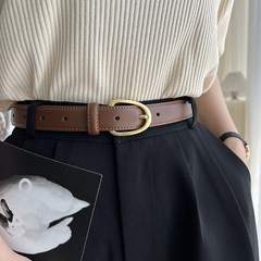 Belt women's fashion versatile genuine leather simple ins belt decoration black with jeans casual pants belt wholesale