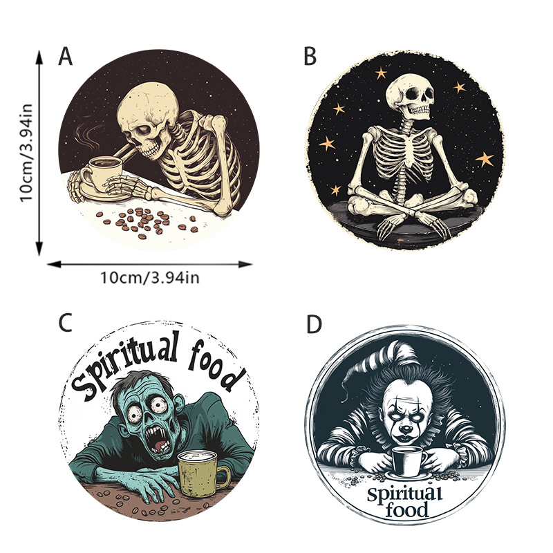 Posavasos de madera Halloween clásico festivo vintage restaurante vajilla con aislamiento térmico posavasos antideslizantes juego de vacaciones