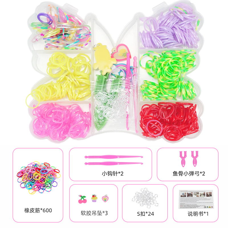 Kit de materiales para pulseras de goma elástica de arcoíris de 54 rejillas, herramienta de tejido hecha a mano, juguete educativo DIY para niños, transfronterizo image 13