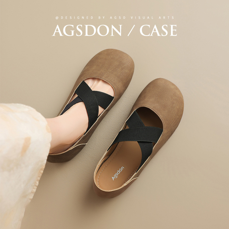 Augu Shiden Mary Jane Shoes for Women 2026 New Summer French Style Soft-Soled Ballet Shoes Flat Shallow Mouth Birkenstock Shoes