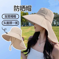 日焼け止めと日よけ、大きなつば、女性用ビーチハット、顔を覆うショール、海辺のUVカット、新しい夏のサイクリング