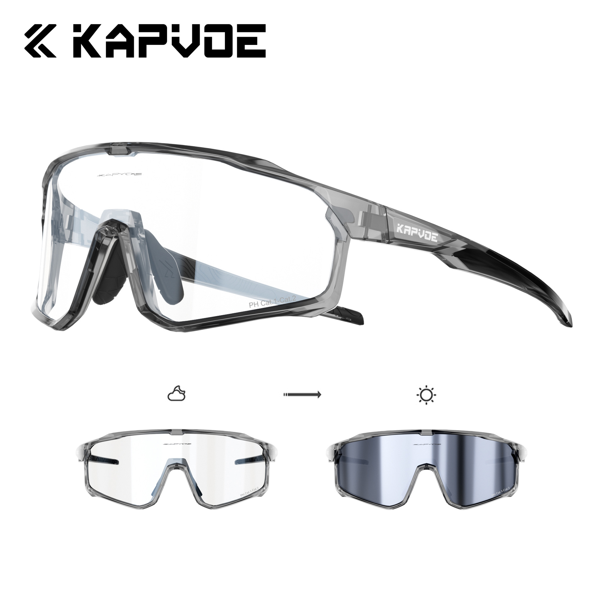 Gafas Fotocromáticas de Ciclismo con Marco Desmontable de TR90, Fotocromático y Anti-Arena, para Deportes al Aire Libre