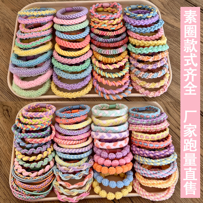 한국의 높은 탄성 헤어 밴드 DIY 고무 밴드 트위스트 헤어 로프 여성의 귀여운 헤어 밴드 가죽 커버 로프 도매