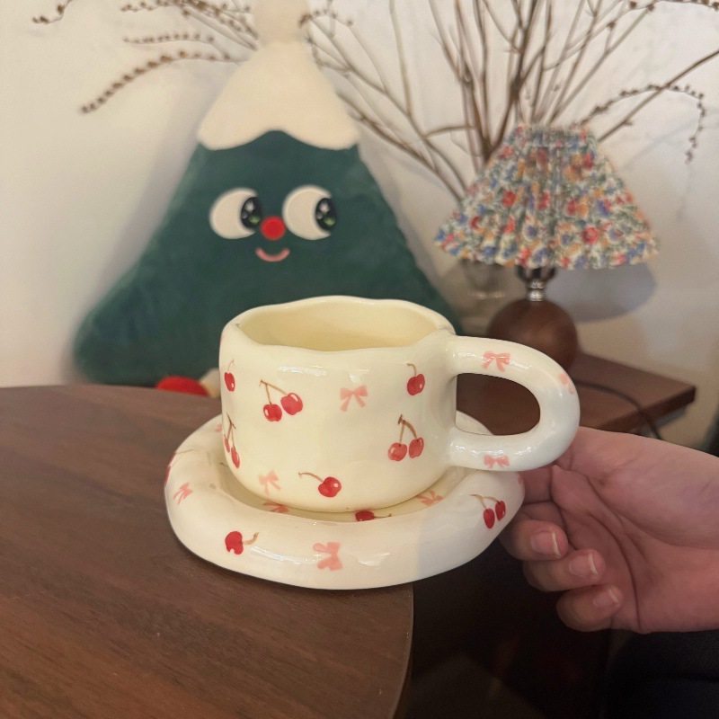 Ins estilo coreano mano irregular cerámica tazas de café y platos pintados a mano tazas y platos grasos comercio electrónico transfronterizo un cabello