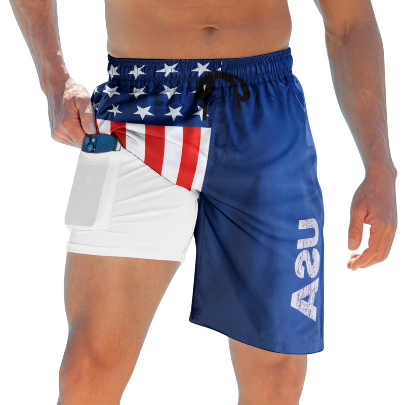 Men's Swim Trunks with Compression Liner 5inch Stretch Beach Shorts 2-in-1 Double Layer Shorts Men's Swim Trunks with Compression Liner 5inch Stretch Beach Shorts 2-in-1 Double Layer Shorts