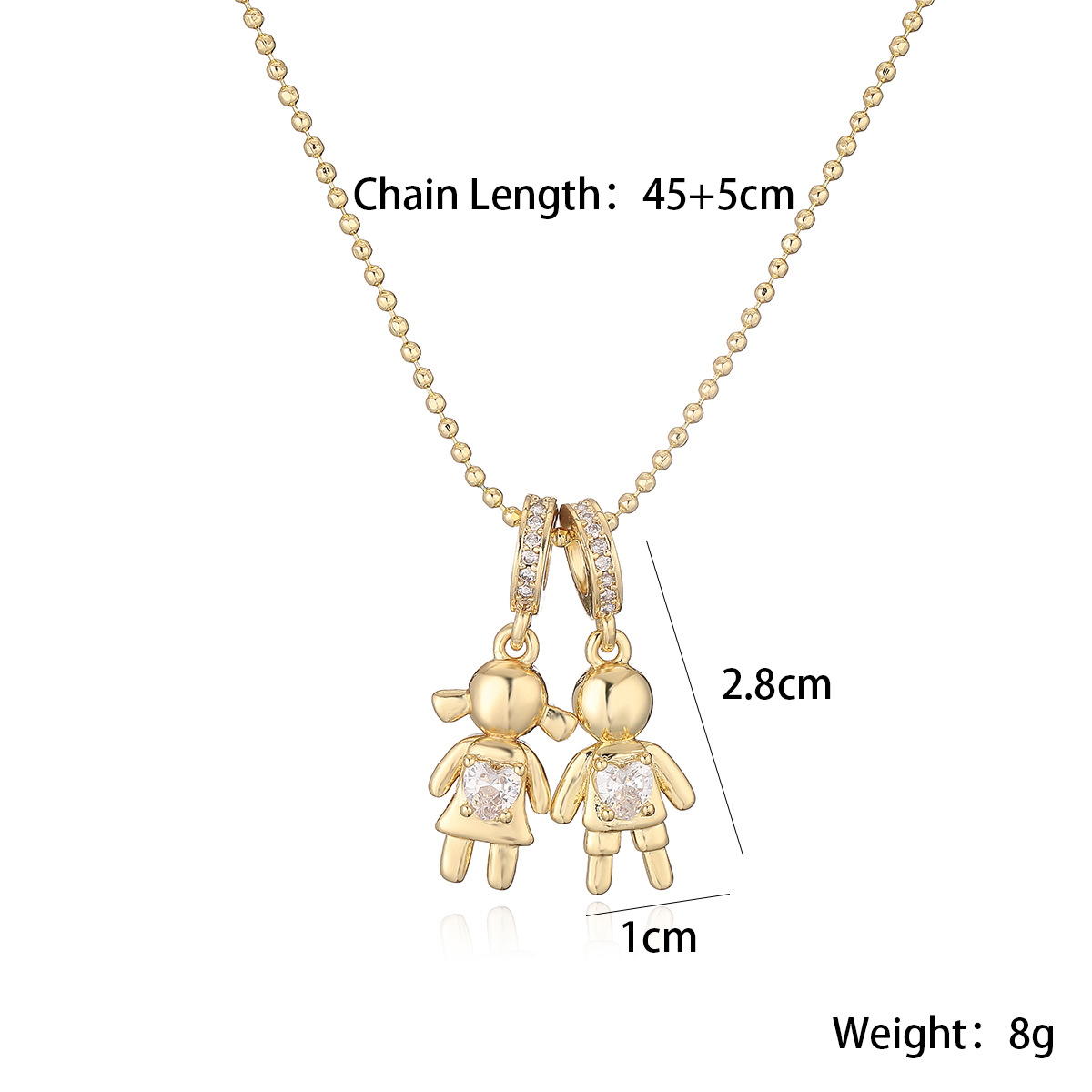 Talismán de protección Joyería Aogu Nicho transfronterizo Collar con colgante de corazón de circonita de cobre chapado en oro Niños y niñas, clavícula personalizada_voghion.com