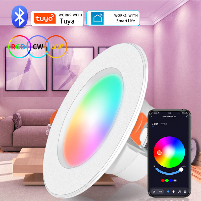Tuya Bluetooth Smart Downlight Alexa Voice Control Google Speaker Five-Way Light Rgbcw Full Color Dimming