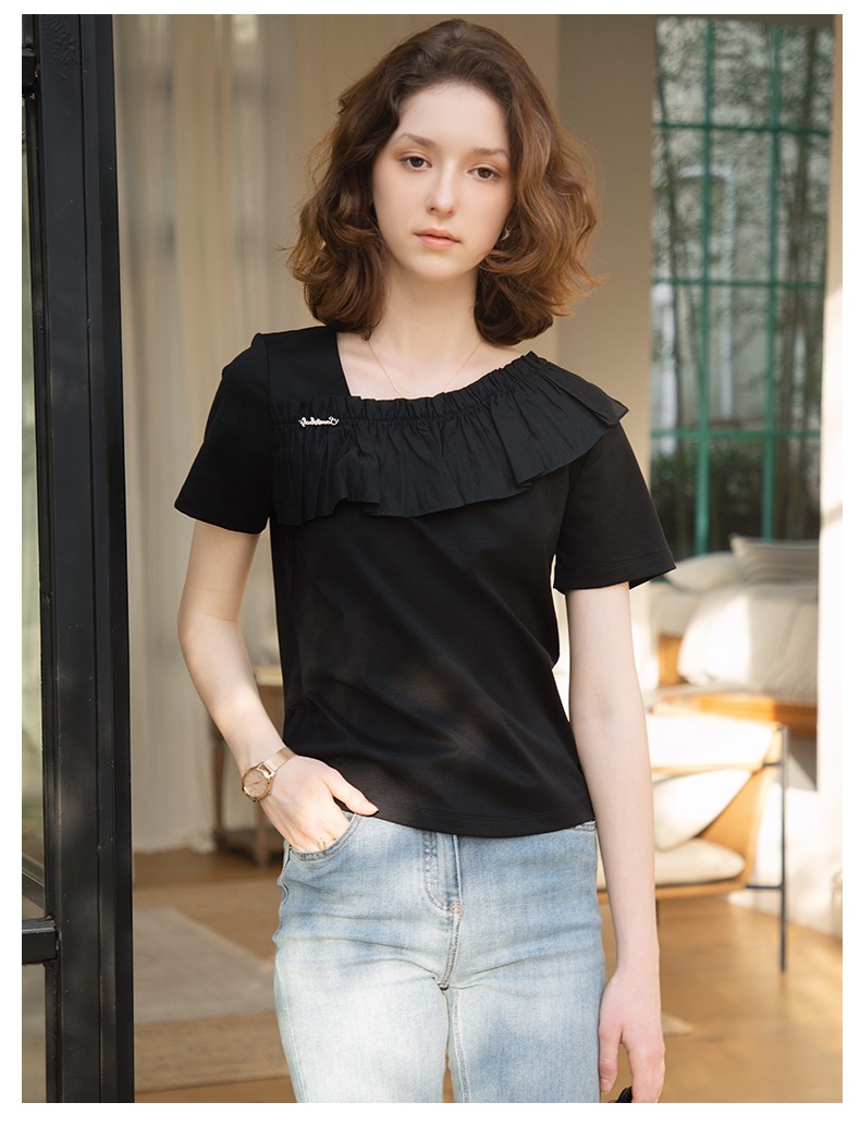 GraceChic GraceChic European Fashion Patchwork Ruffled Lace Top For Women 2025 Summer New Stylish White Versatile Youthful Blouse_voghion.com