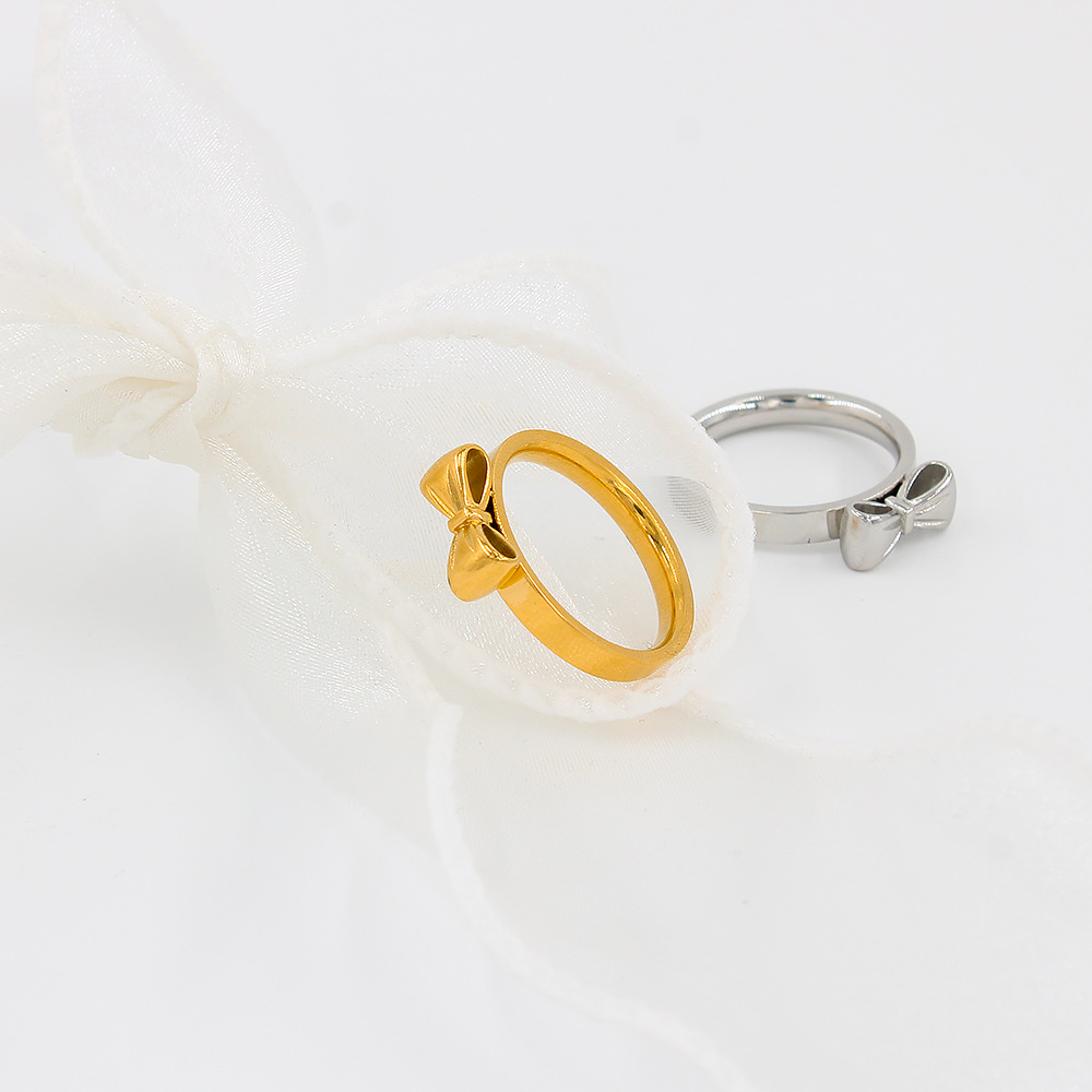 Fashion Bow Knot Stainless Steel Plating Rings 1 Piece