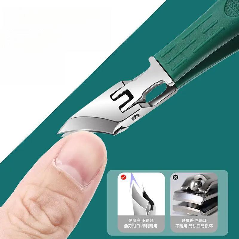 Angled Wide-Opening Anti-Splash Nail Clipper for Thick Nails, High-End Hand and Foot Care Tool for Manicure
