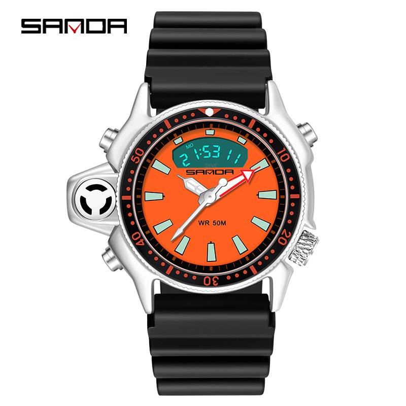 Sanda transfronterizo reloj de tendencia europea y americana reloj deportivo multifuncional al aire libre impermeable para jóvenes reloj electrónico