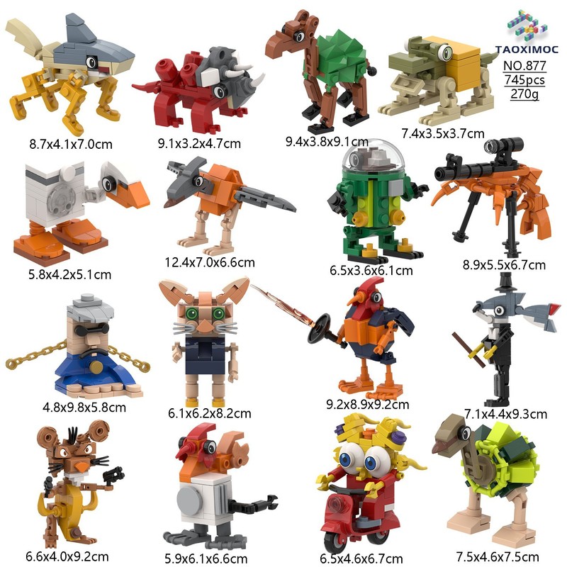 Cross-Border Building Blocks Ai Shanhaijing Season 2 16-Piece Set Wooden Stick Man Running Shoes Shark Children's Educational Assembly Toys