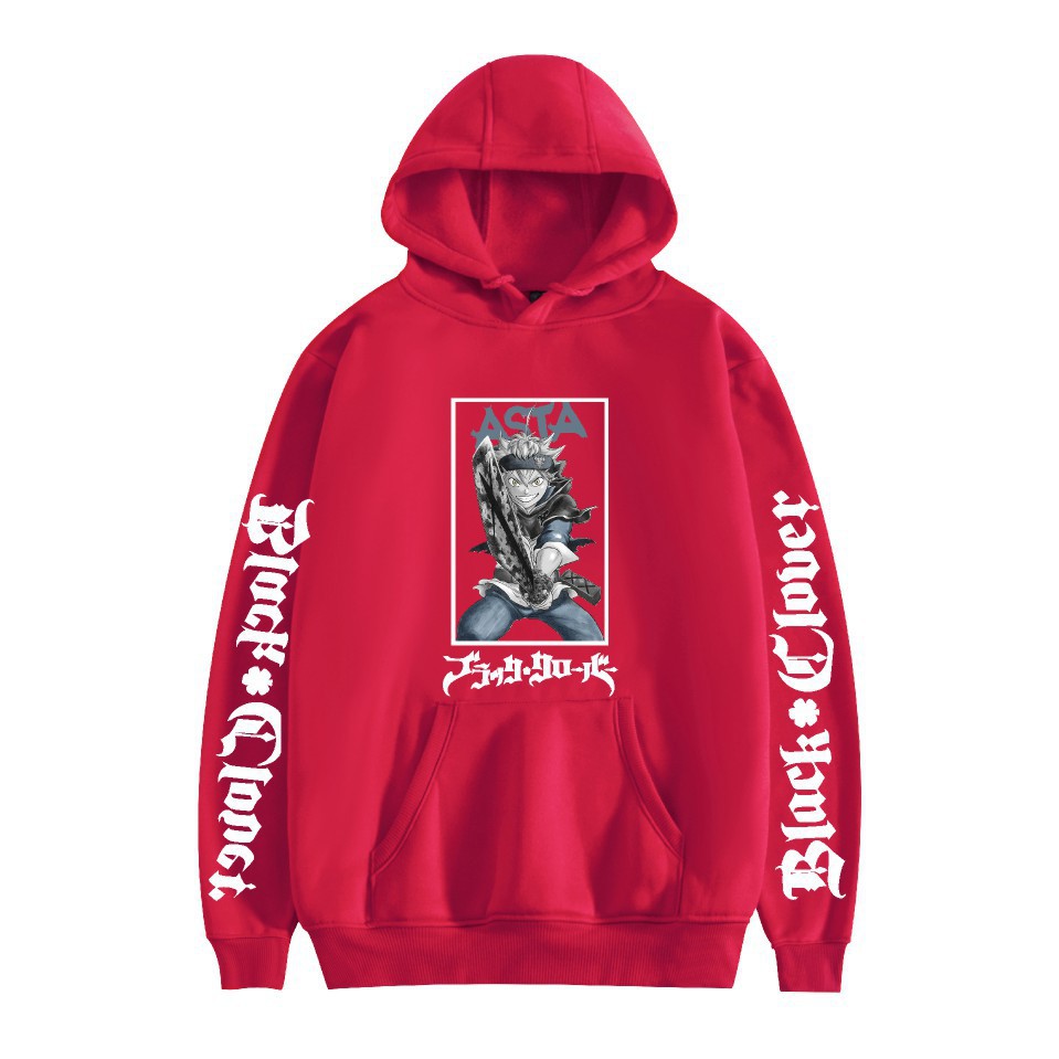 Nuevo estilo transfronterizo popular popular japonés riman black de cuatro hojas-Black Clover más suéter con capucha de terciopelo para mujer