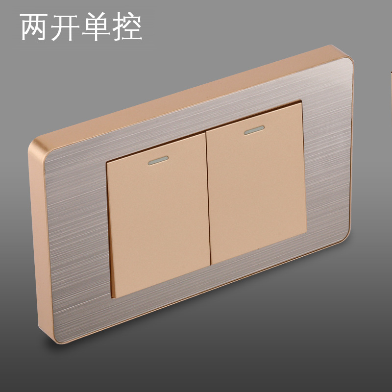 Panel de enchufe de metal estándar estadounidense de acero inoxidable dibujado oro tres agujeros Taiwan conmutador USB suministro directo de fabricantes de enchufes