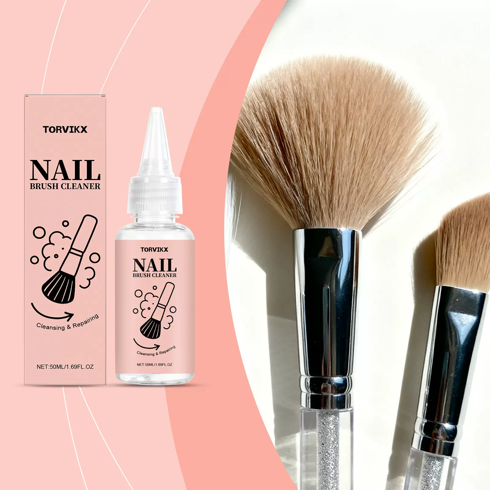 TORVIKX 化妆刷清洁剂 温和配方清洗眉刷粉底刷日常彩妆工具护理