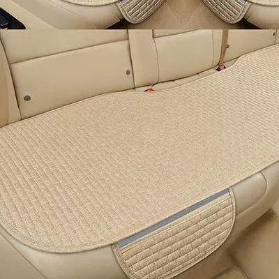 Seat cushion, seat cover — Linen Small Brick Car Seat Cushion - beige-rear-seat-cushion