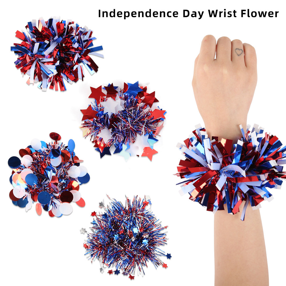 Día de la Independencia de colores colores flores de muñeca rojo, blanco, azul, flores de brazalete, flores de decoración del 250 aniversario de la fiesta de Estados Unidos