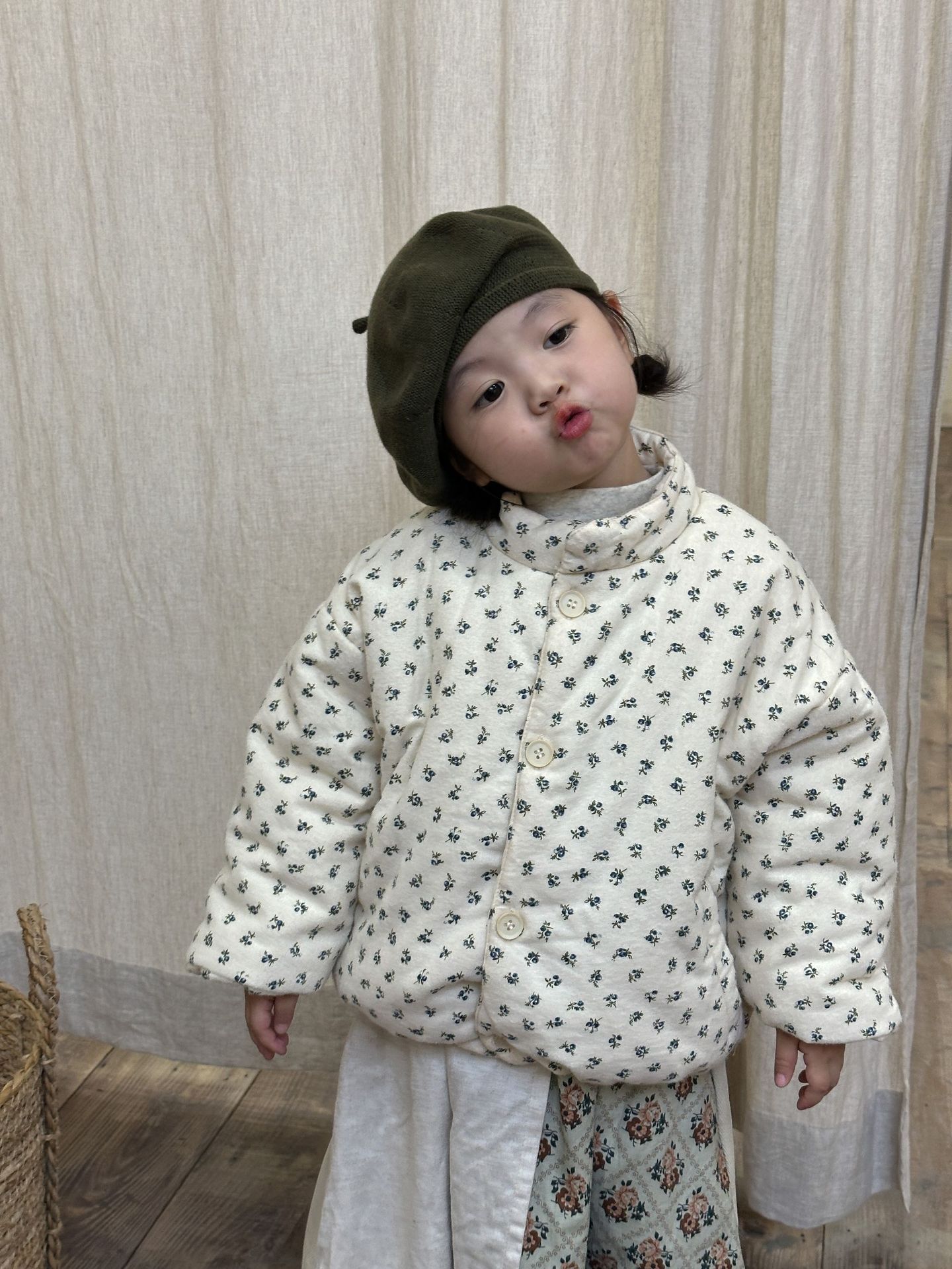 Cute Flower Cotton Girls Outerwear display picture 2