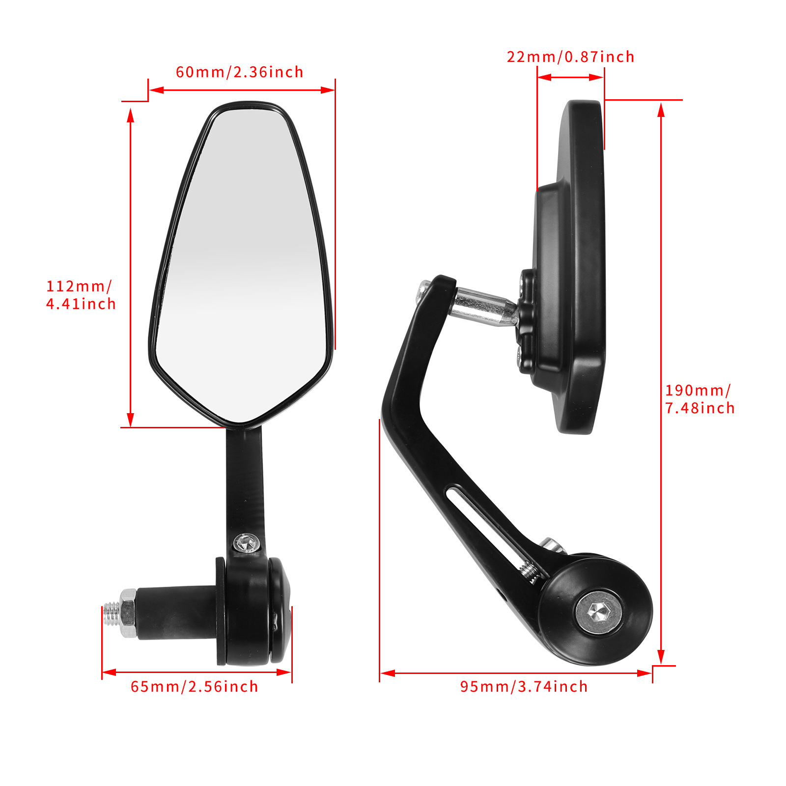 Motorcycle electric car rearview mirror handlebar folding mirror handle cover plug reflector rearview mirror rotatable blue mirror