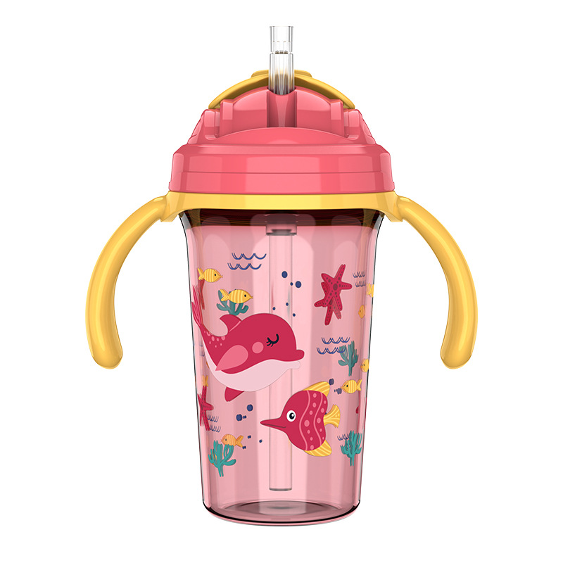 Taza antigoteo de gran capacidad directa de fábrica con tapa y mango aislamiento térmico anti-escaldado anti-caída taza para beber para niños
