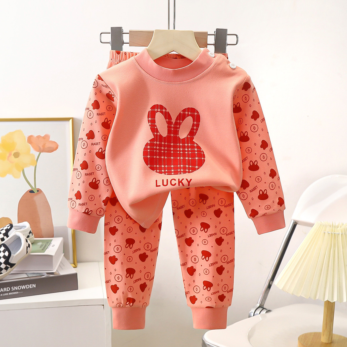 C06 watermelon bunny autumn clothes and autumn pants set