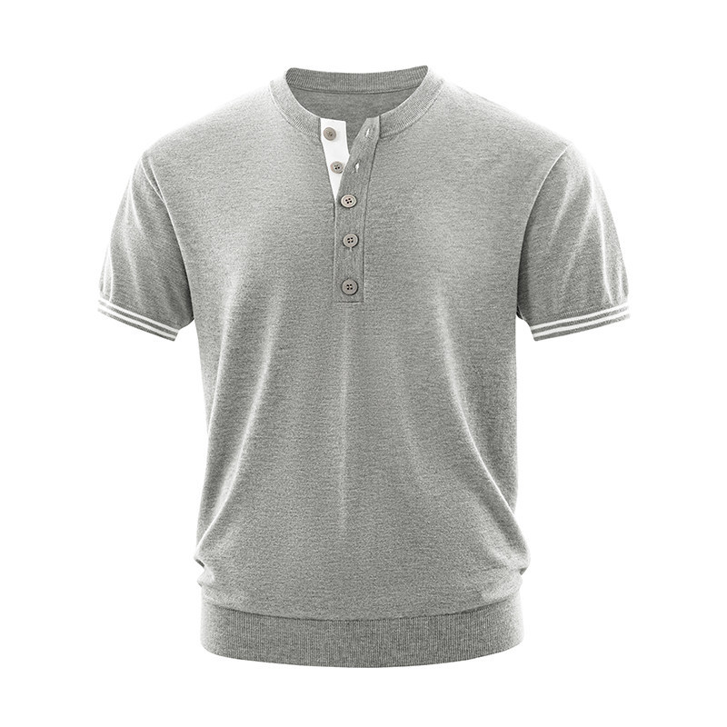 ZH8106-DK夏季百搭T恤休闲短款男装老钱风通勤针织短袖OLO衫，男装针织衫/毛衣，星座614