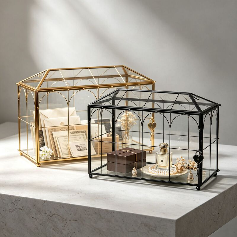 Glass Greenhouse Card Collection Box Party Sign-in Glass Ornament Storage Box Wedding Birthday Graduation Decoration Box Holder Glass Greenhouse Card Collection Box Party Sign-in Glass Ornament Storage Box Wedding Birthday Graduation Decoration Box Holder