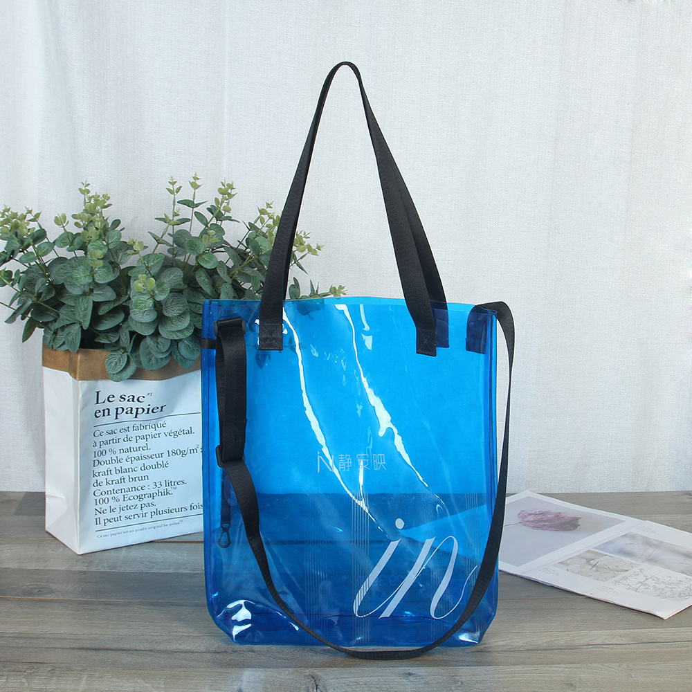 现货批发透明镭射pvc手提袋时尚购物袋购物塑料礼品袋子可印LOGO