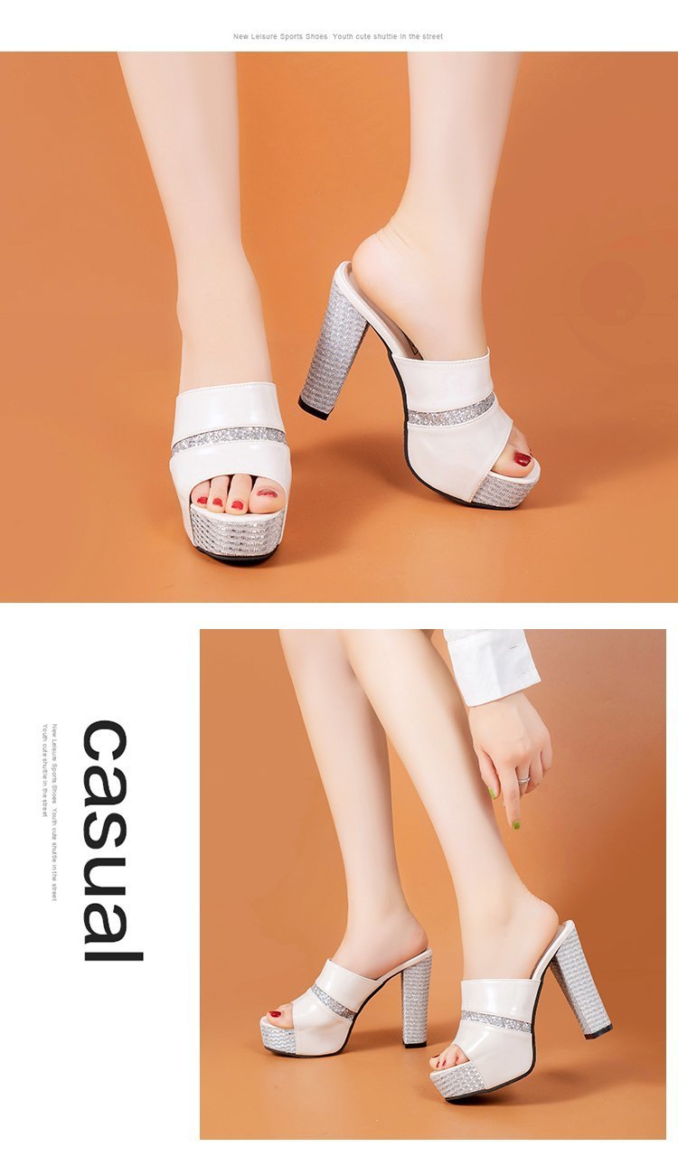 발편한여성샌들 가보시힐 규빅비즈샌들 여성뮬슬리퍼형샌들