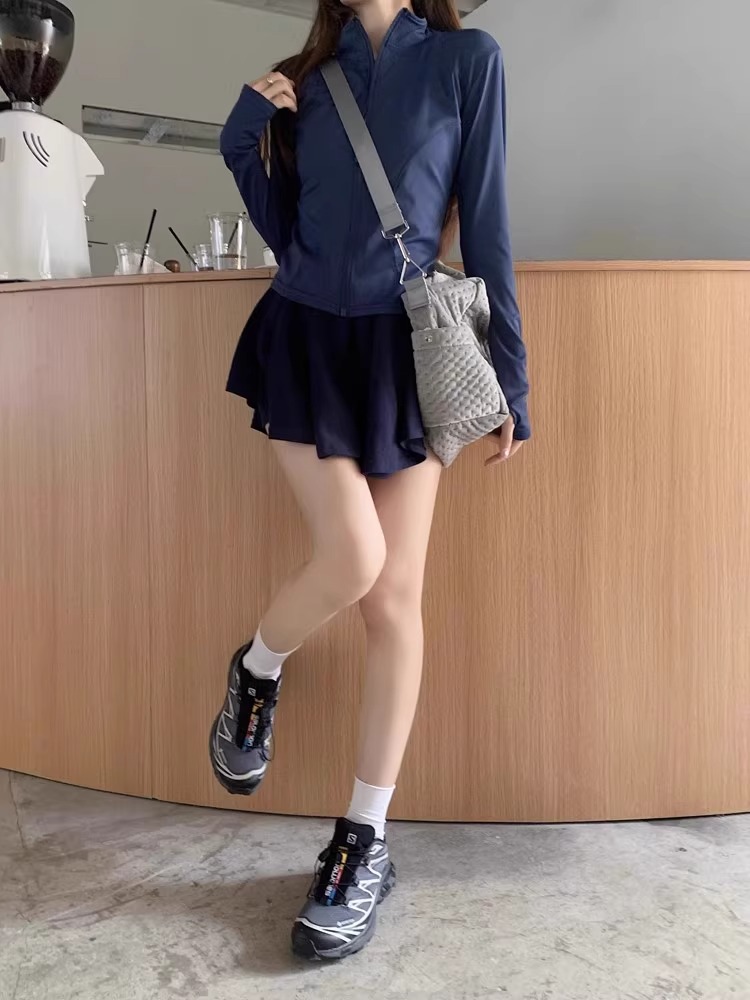 Windproof Slim Yoga Clothes Women's Stand-up Collar Zipper Sports Top Fitness Clothes Women_desvips.com