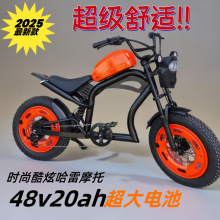 2025新款哈雷电动摩托车48v20ah大功率胖胎越野摩托车雪地摩托