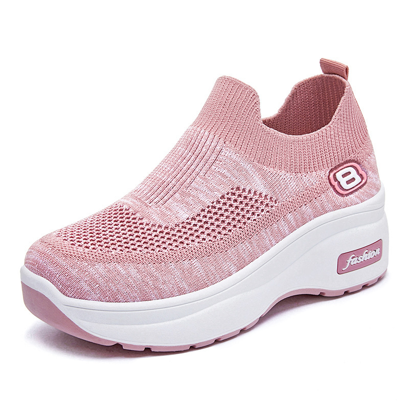Zapatos de primavera de mujer zapatos casuales de tela de aire de altura de tela de
