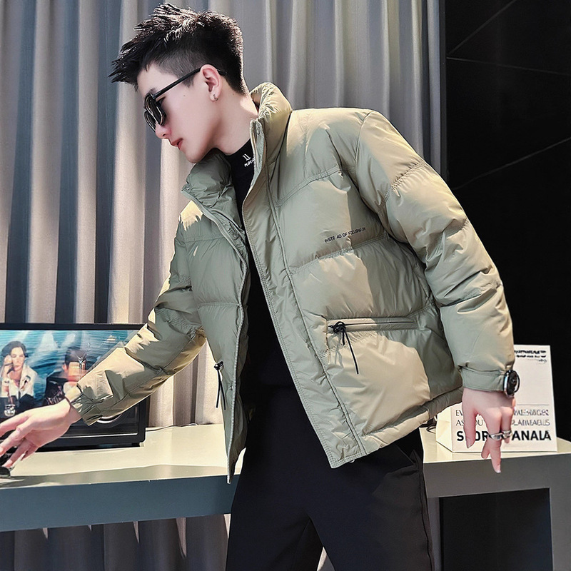 Winter Trendy Brand down Jacket Men's Casual Handsome Stand-Up Collar Thickeneded Short Top 2024 New Men's Cotton Jacket